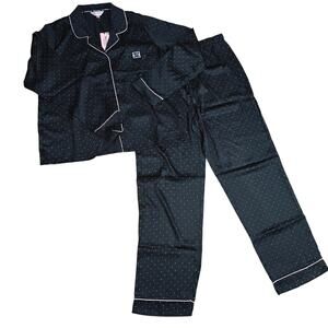 Juicy Couture Black Satin Blinged Womens Pajama Set Size Xlarge